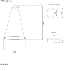 Lampa wisząca Ledowe Okręgi No.1 60 cm  4K ściemnialna biała