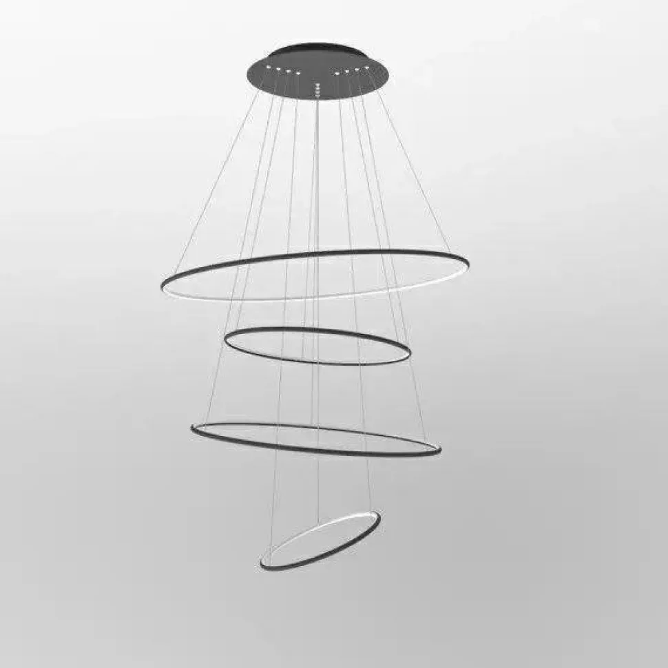 Lampa wisząca Ledowe Okręgi No.4 100cm 3K ściemnialna czarna