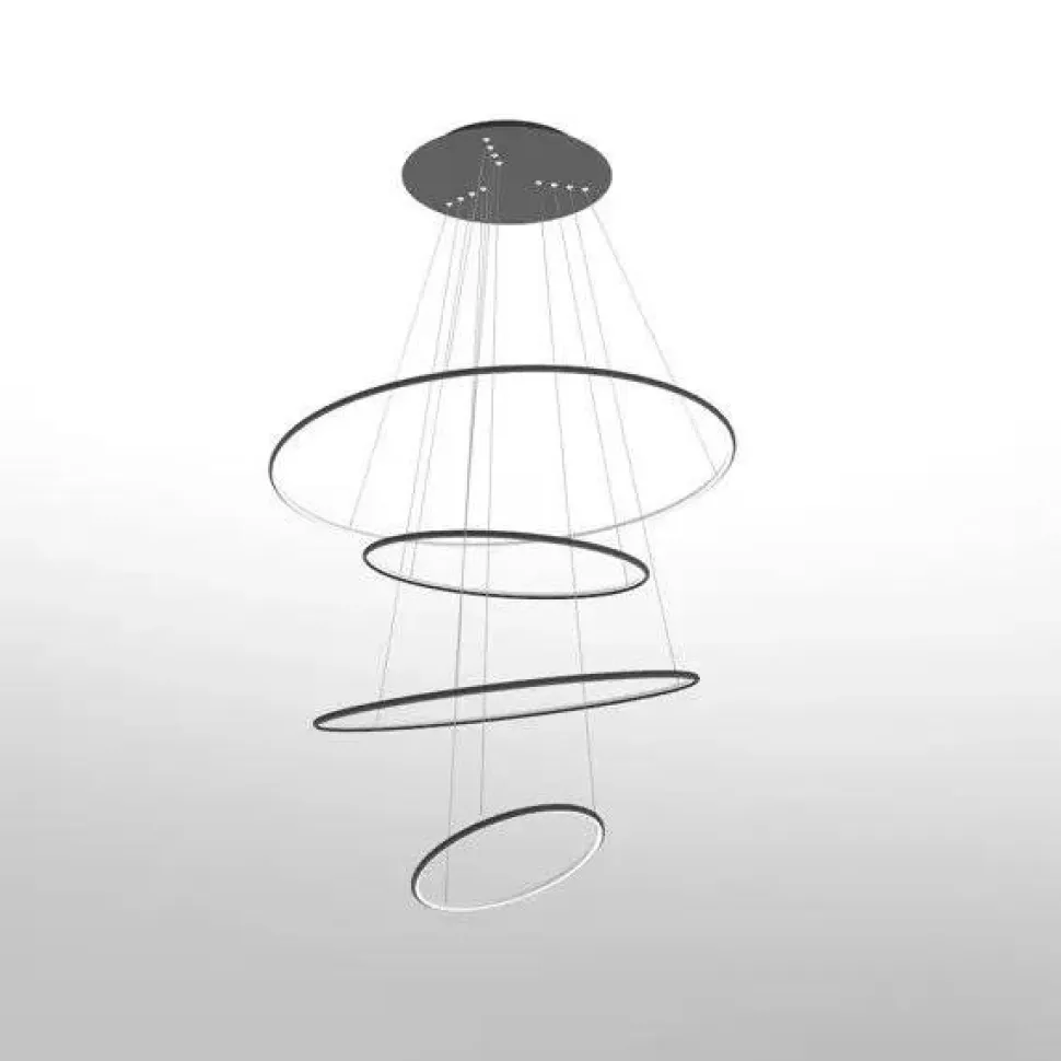 Lampa wisząca Ledowe Okręgi No.4 100cm 3K ściemnialna czarna