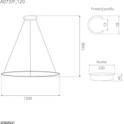 Lampa wisząca Ledowe Okręgi No.1 120 cm in 4k biała ściemnialna