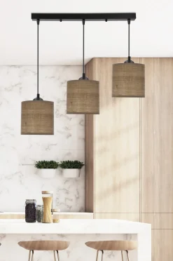 Lampa wisząca Legno czarny 15 3x40W E27  abażur orzechowy