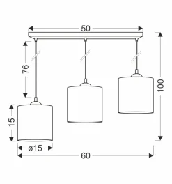 Lampa wisząca Legno czarny 15 3x40W E27  abażur orzechowy