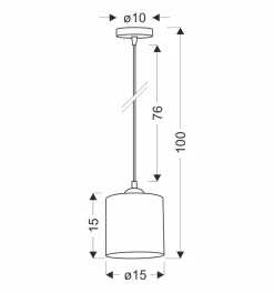 Lampa wisząca Legno czarny 15 1x40W E27  abażur orzechowy