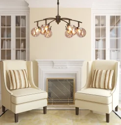 Lampa wisząca Lentini patynowy 6x40W G9  klosz bursztynowy