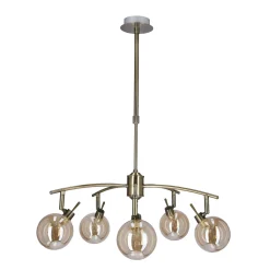 Lampa wisząca Lentini patynowy 5x40W G9  klosz bursztynowy