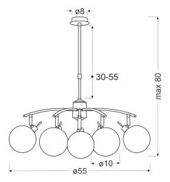 Lampa wisząca Lentini patynowy 5x40W G9  klosz bursztynowy