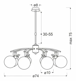 Lampa wisząca Lentini patynowy 8x40W G9  klosz bursztynowy