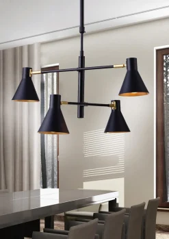 Lampa wisząca Less 4x40W E14 czarny  matowy