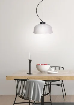 Lampa Wisząca Liverpool II M Przeźroczyste Szkło Czarny Kabel