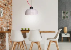 Lampa Wisząca Liverpool II M Przezroczyste Szkło, Czerwony Kabel