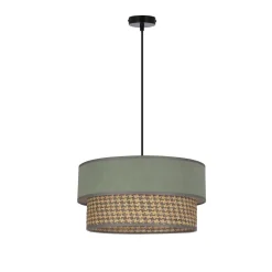 Lampa wisząca Livorno czarny 1x60W E27  abażur miętowy+szaro beżowy