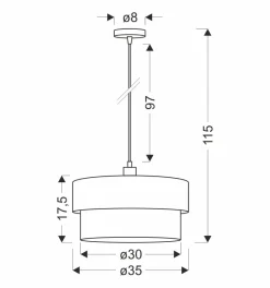 Lampa wisząca Livorno czarny 1x60W E27  abażur miętowy+szaro beżowy