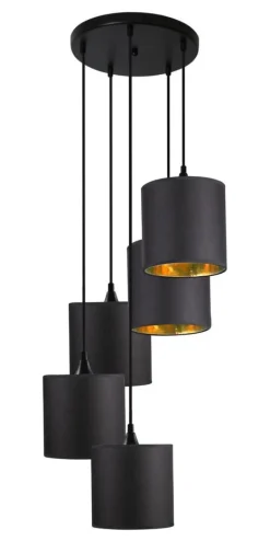 Lampa wisząca Long talerz 5x40W E14  czarny