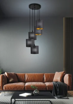 Lampa wisząca Long talerz 5x40W E14  czarny