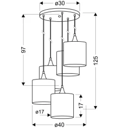 Lampa wisząca Long talerz 5x40W E14  czarny