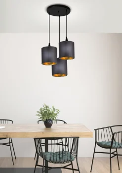 Lampa wisząca Long talerz 3x40W E14  czarny