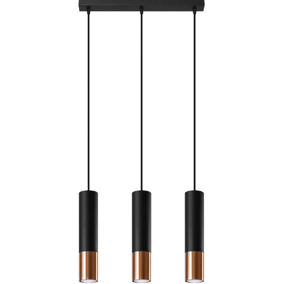 Lampa wisząca LOOPEZ 3L czarny/miedź