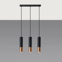 Lampa wisząca LOOPEZ 3L czarny/miedź