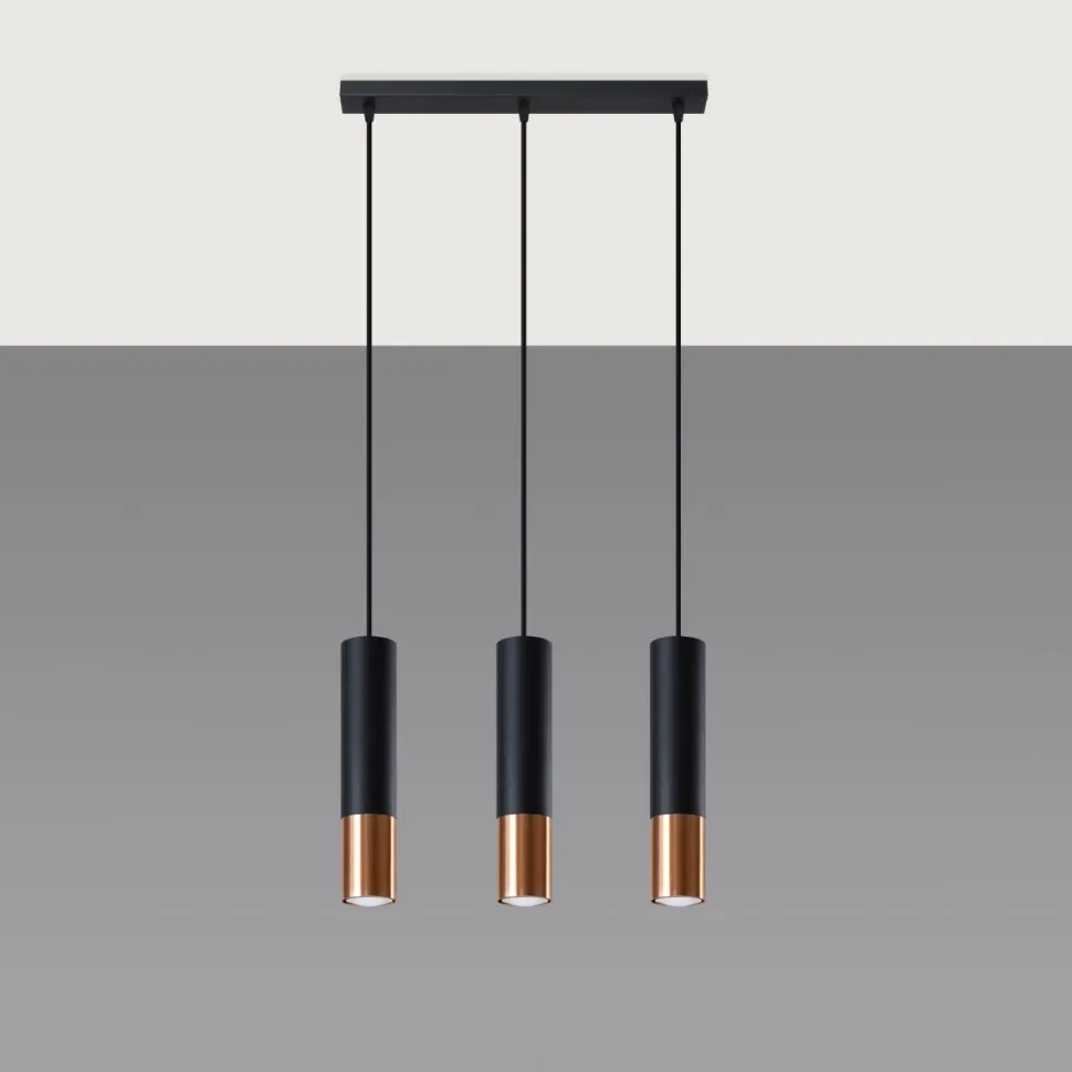 Lampa wisząca LOOPEZ 3L czarny/miedź