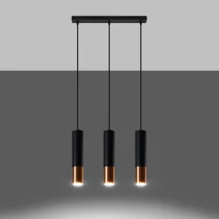 Lampa wisząca LOOPEZ 3L czarny/miedź