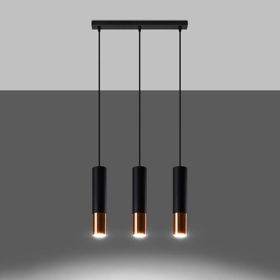 Lampa wisząca LOOPEZ 3L czarny/miedź