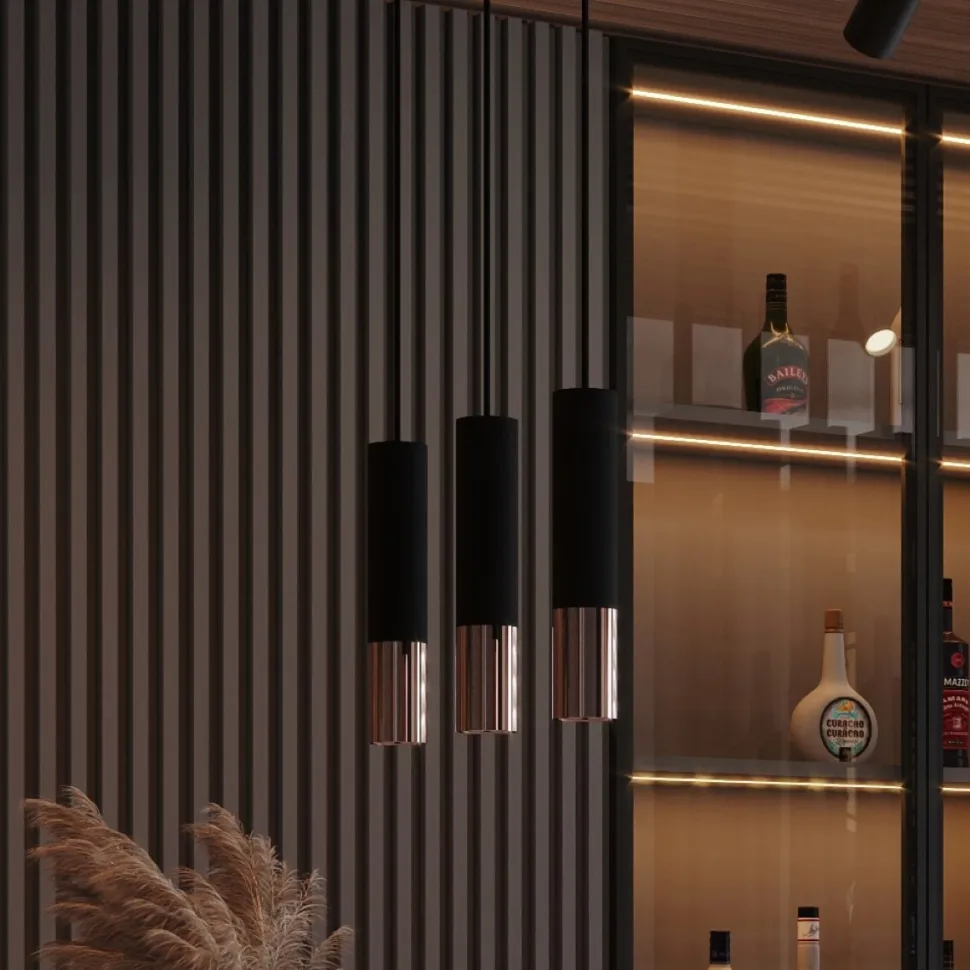 Lampa wisząca LOOPEZ 3L czarny/miedź