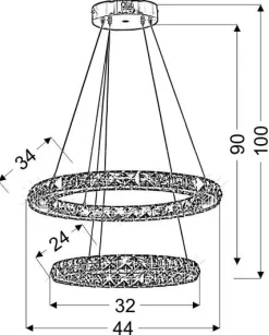Lampa wisząca Lords 40 owalny podwójny = 27W LED rgb chrom z pilotem