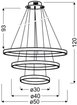 Lampa wisząca Lune 50 okrągły potrójny  60W LED 4000K chrom