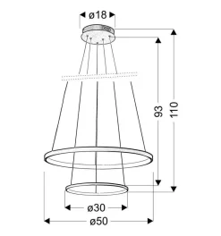 Lampa wisząca Lune 50 okrągły podwójny 40W LED 4000K chrom