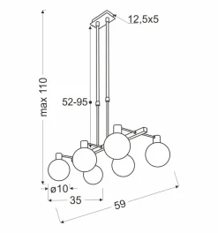 Lampa wisząca Maldus chromowy 6x40W G9  klosz biały