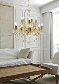 Lampa wisząca Maria teresa 12x40W E14  złoty