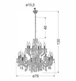 Lampa wisząca Maria teresa 18x40W E14  złoty