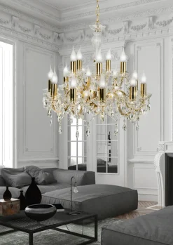 Lampa wisząca Maria teresa 15x40W E14  złoty