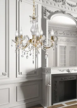 Lampa wisząca Maria teresa 5x40W E14  złoty