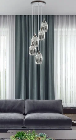 Lampa wisząca Marina talerz 5x60W E27  chrom
