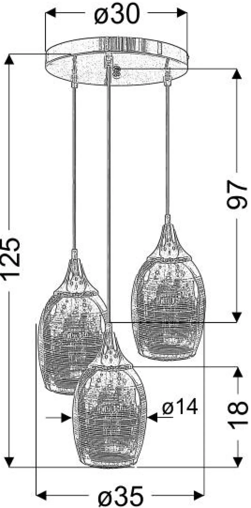 Lampa wisząca Marina talerz 3x60W E27 chrom