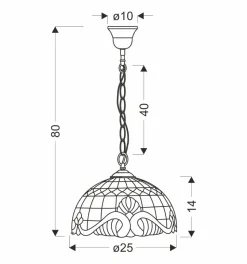 Lampa wisząca Marsala 25 patynowy 1x60  E27 klosz witrażowy