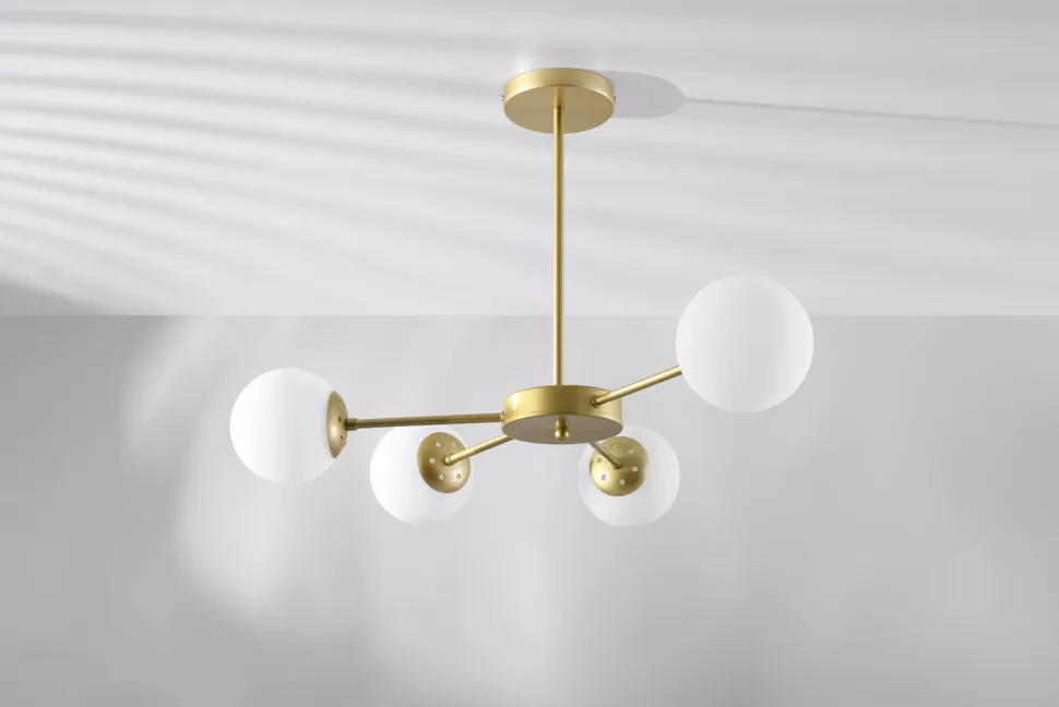 Lampa wisząca Mati lampa wisząca mosiądz 4x20W G9 klosz biały