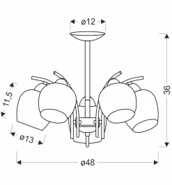 Lampa wisząca MERRA lampa wiszaca czarny  5x40W E27 klosz bursztynowy