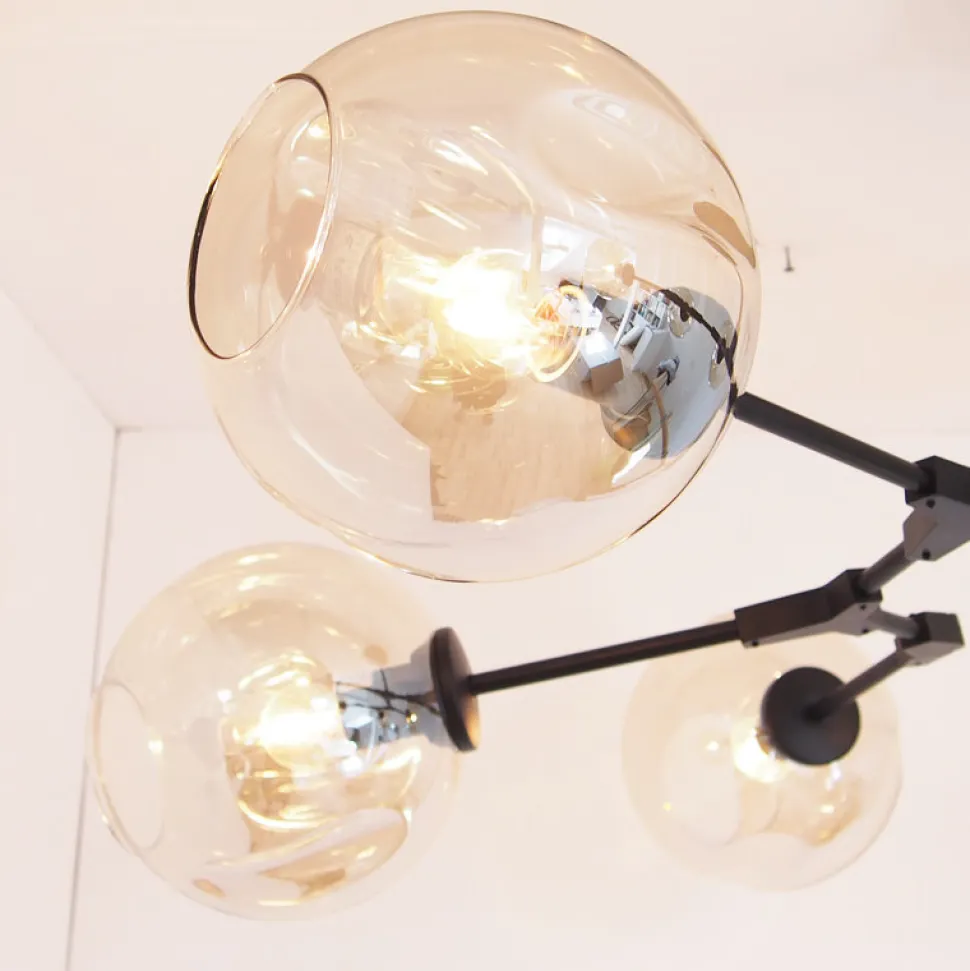 Lampa wisząca MODERN ORCHID-9 bursztynowo czarna 150 cm