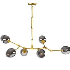 Lampa wisząca MODERN ORCHID-6 złoto szara 130 cm