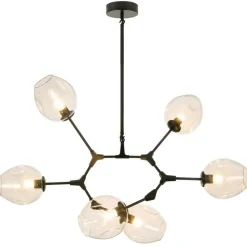 Lampa wisząca MODERN ORCHID-6 transparentno czarna 130 cm