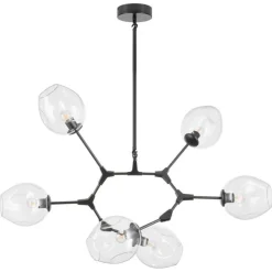 Lampa wisząca MODERN ORCHID-6 transparentno czarna 130 cm