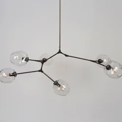 Lampa wisząca MODERN ORCHID-6 transparentno czarna 130 cm