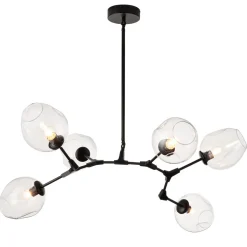 Lampa wisząca MODERN ORCHID-6 bursztynowo czarna 130 cm