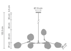 Lampa wisząca MODERN ORCHID-6 bursztynowo czarna 130 cm