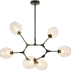Lampa wisząca MODERN ORCHID-6 bursztynowo czarna 130 cm
