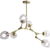 Lampa wisząca MODERN ORCHID-6 złoto transparentna 130 cm
