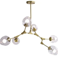 Lampa wisząca MODERN ORCHID-6 złoto transparentna 130 cm