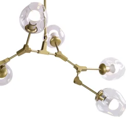 Lampa wisząca MODERN ORCHID-6 złoto transparentna 130 cm